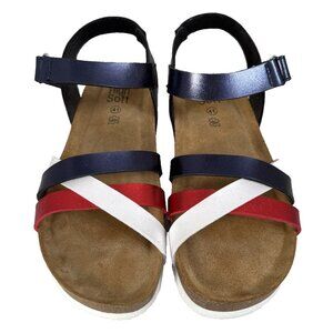 ara® Birdie‎ Ladies Sandals Red White Blue Size 42 10 High Soft Flats Adjustable